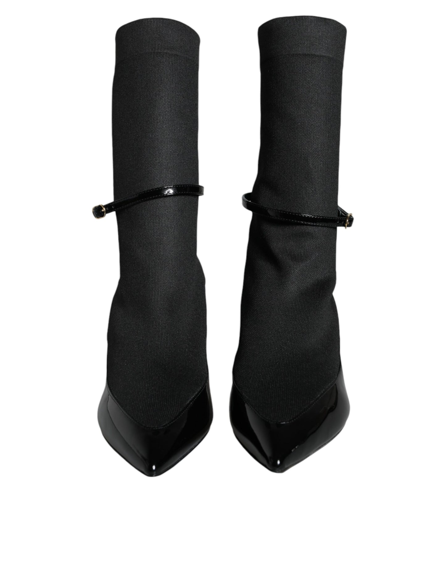 Dolce & Gabbana Black Leather Stilettos Booties Socks Shoes