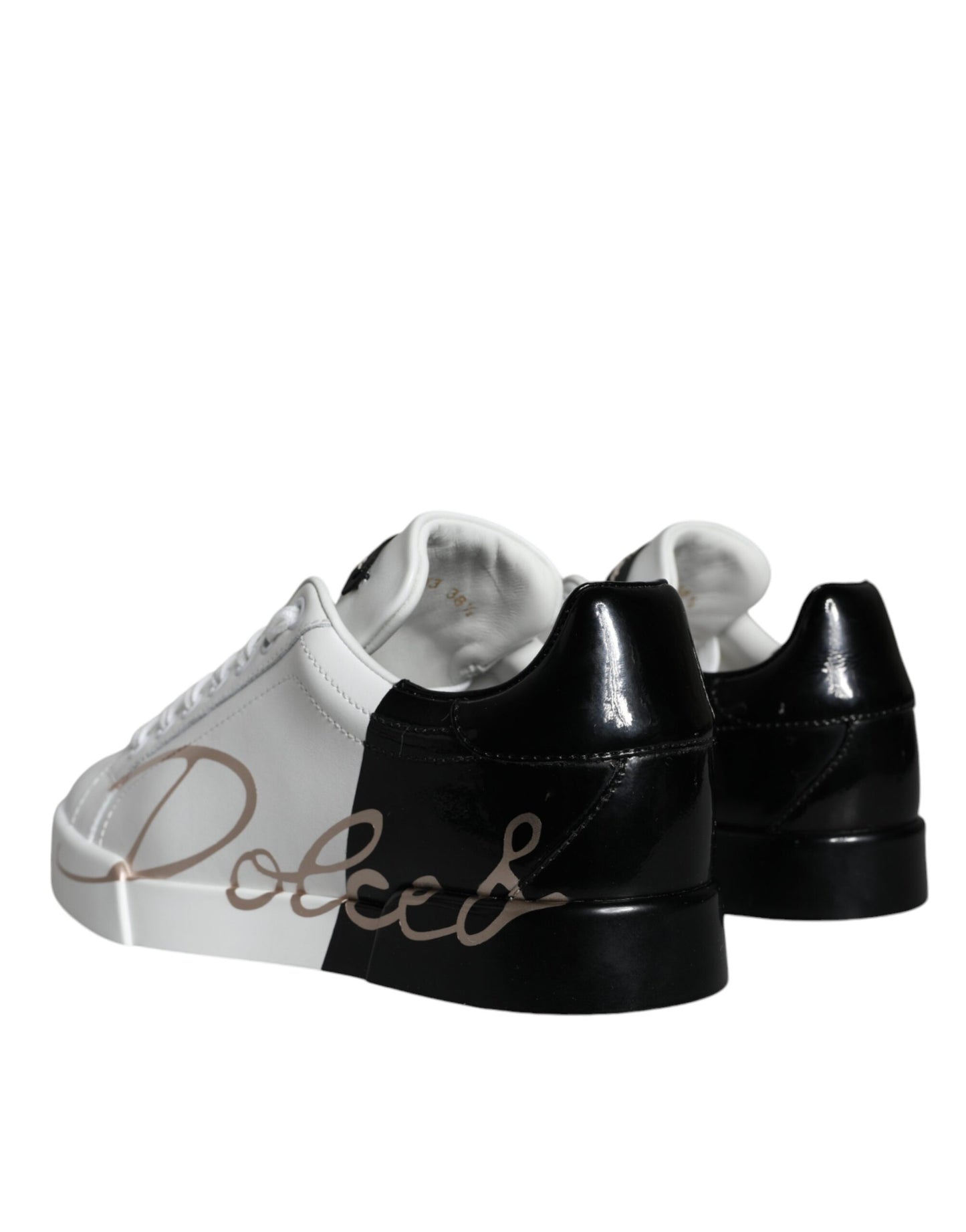 Dolce & Gabbana White Black Portofino Low Top Sneakers Shoes