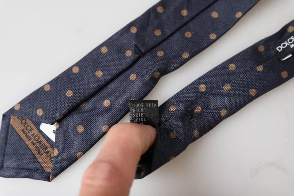 Dolce & Gabbana Black Dotted Fantasy Silk Adjustable Men Tie