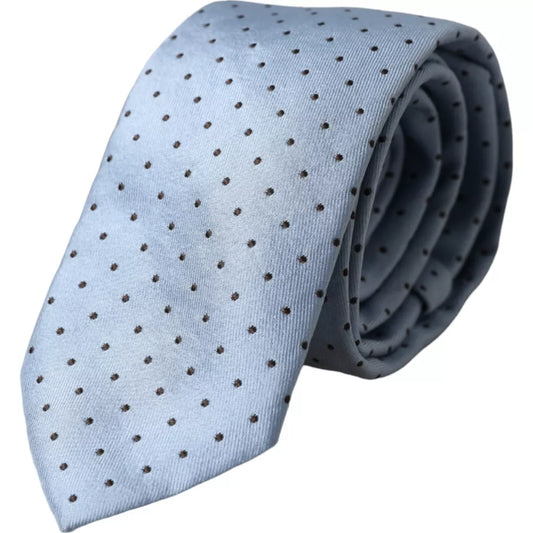 Dolce & Gabbana Light Blue Polka Dot Silk Adjustable Men Tie