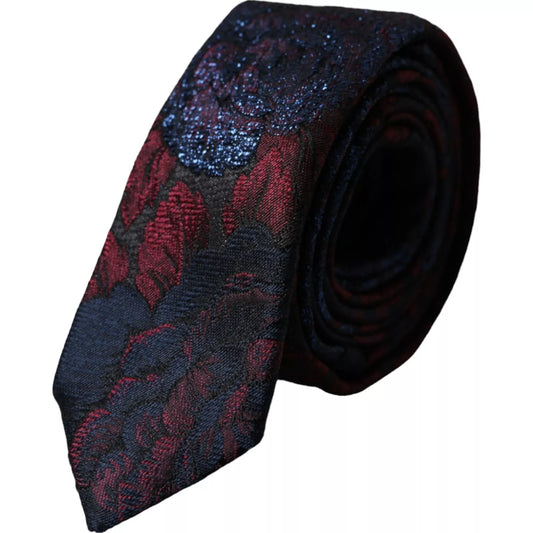 Dolce & Gabbana Red Blue Floral Fantasy Silk Adjustable Men Tie