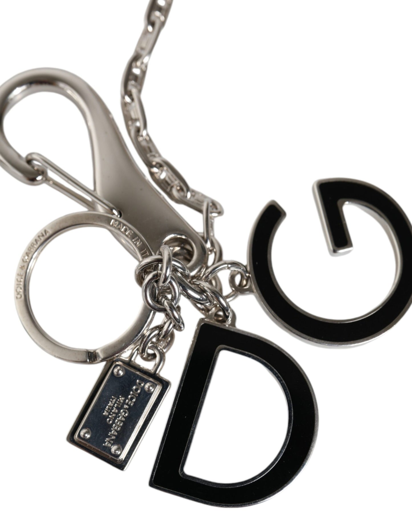 Dolce & Gabbana Silver Tone Metal DG Logo Link Chain Keychain Keyring