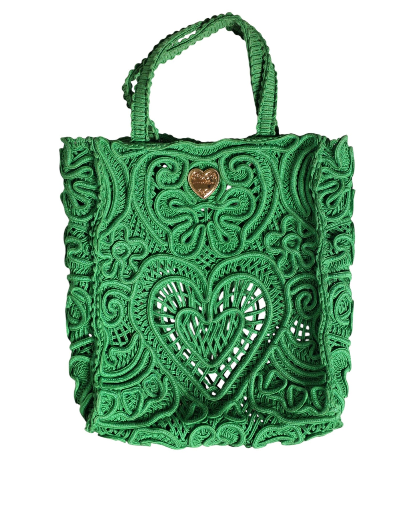 Dolce & Gabbana Green Small Cordonetto Lace Beatrice Tote Bag