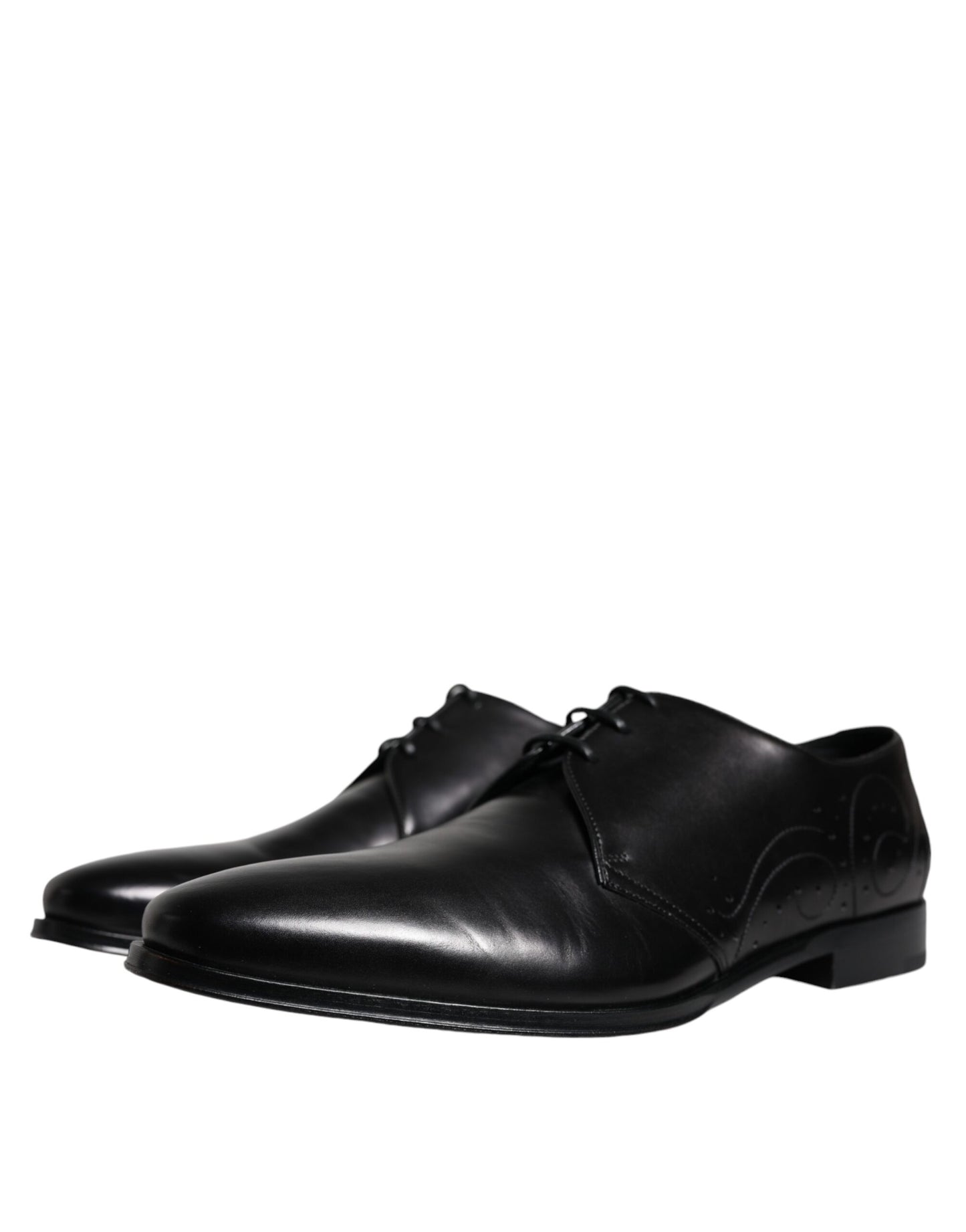 Dolce & Gabbana Black Calfskin Leather Derby Men Dress Shoes