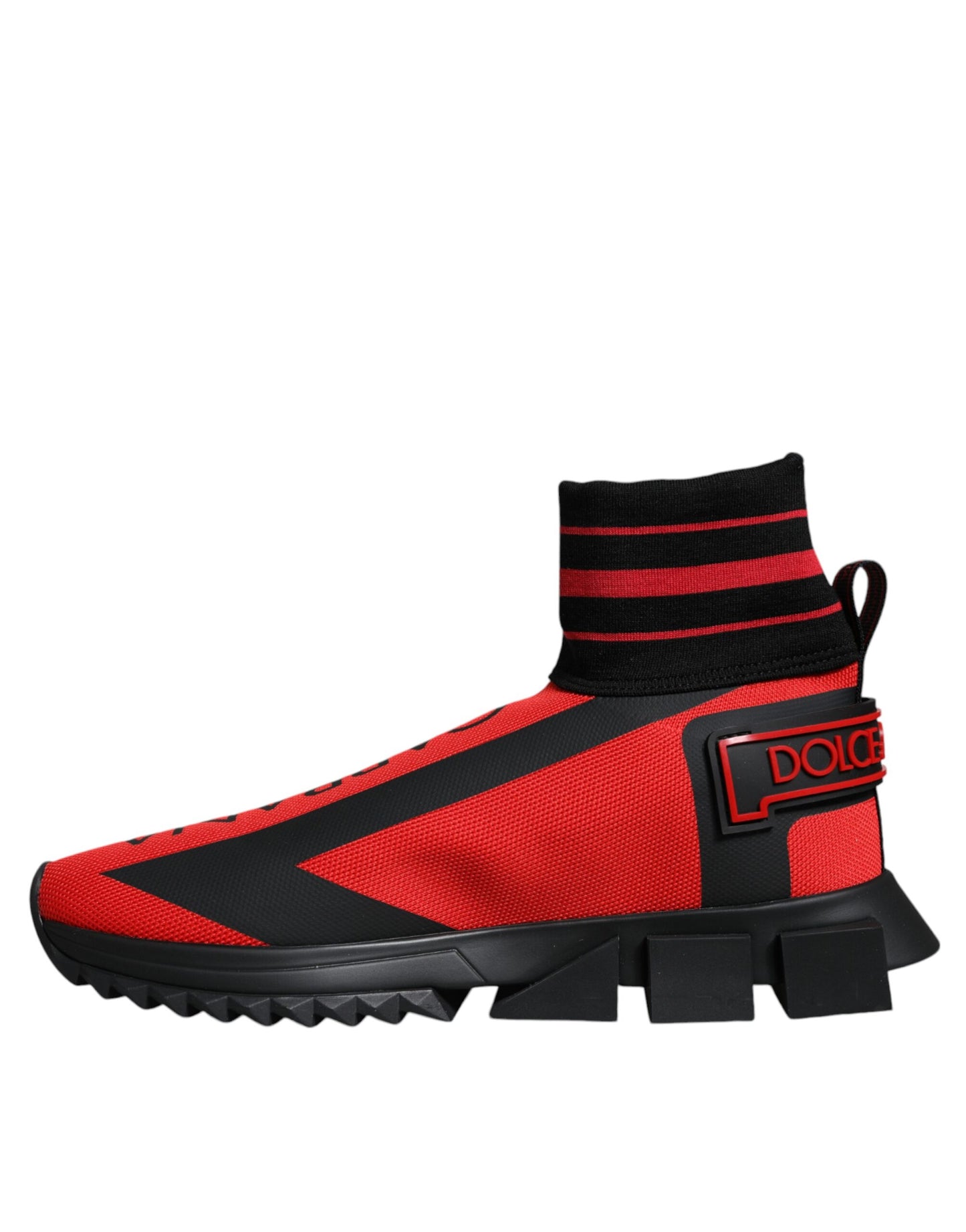 Dolce & Gabbana Red Black Fabric High Top Sorrento Sneakers Shoes