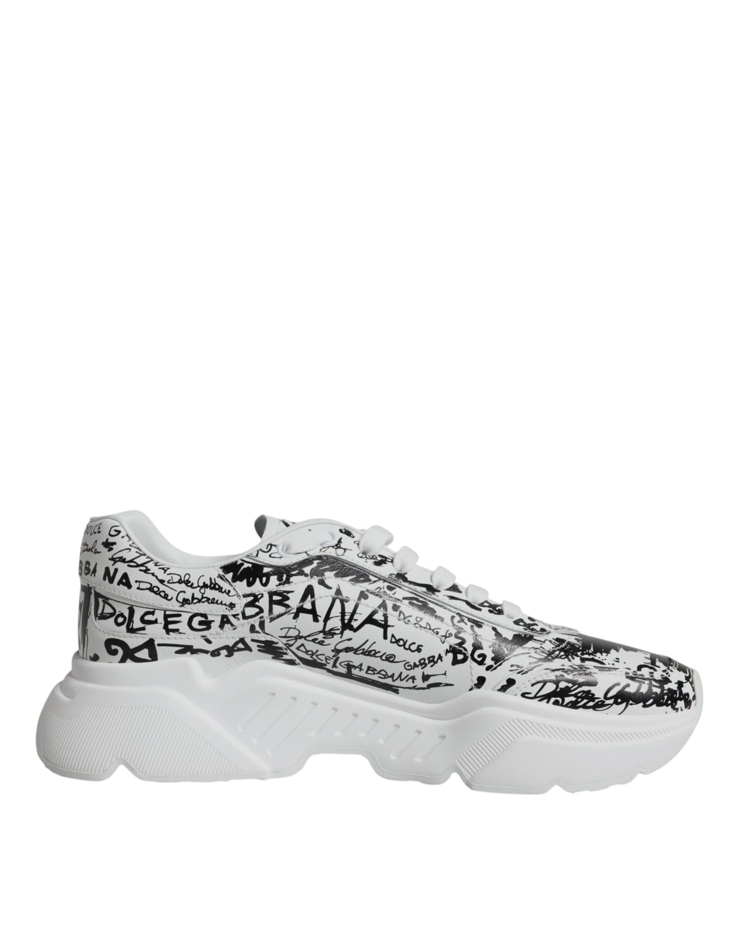 Dolce & Gabbana White Black Graffiti Daymaster Sneakers Shoes