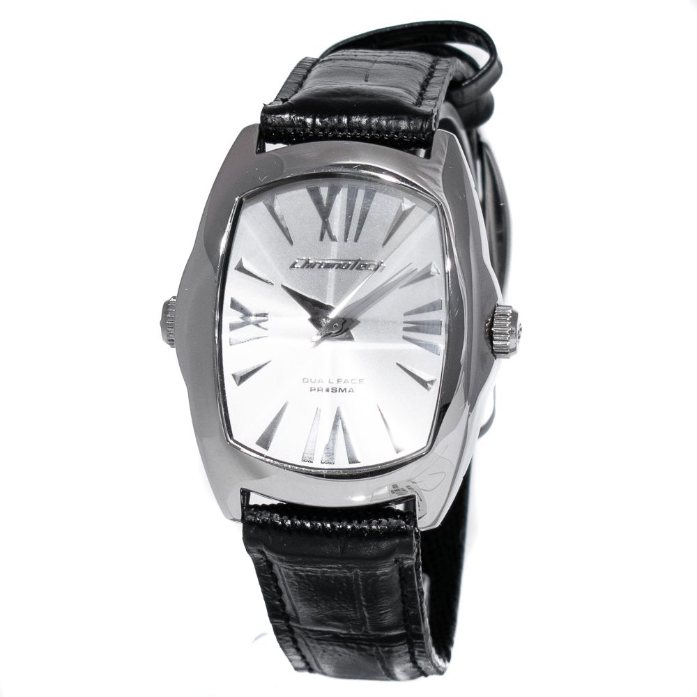 Chronotech Black Leather Watch