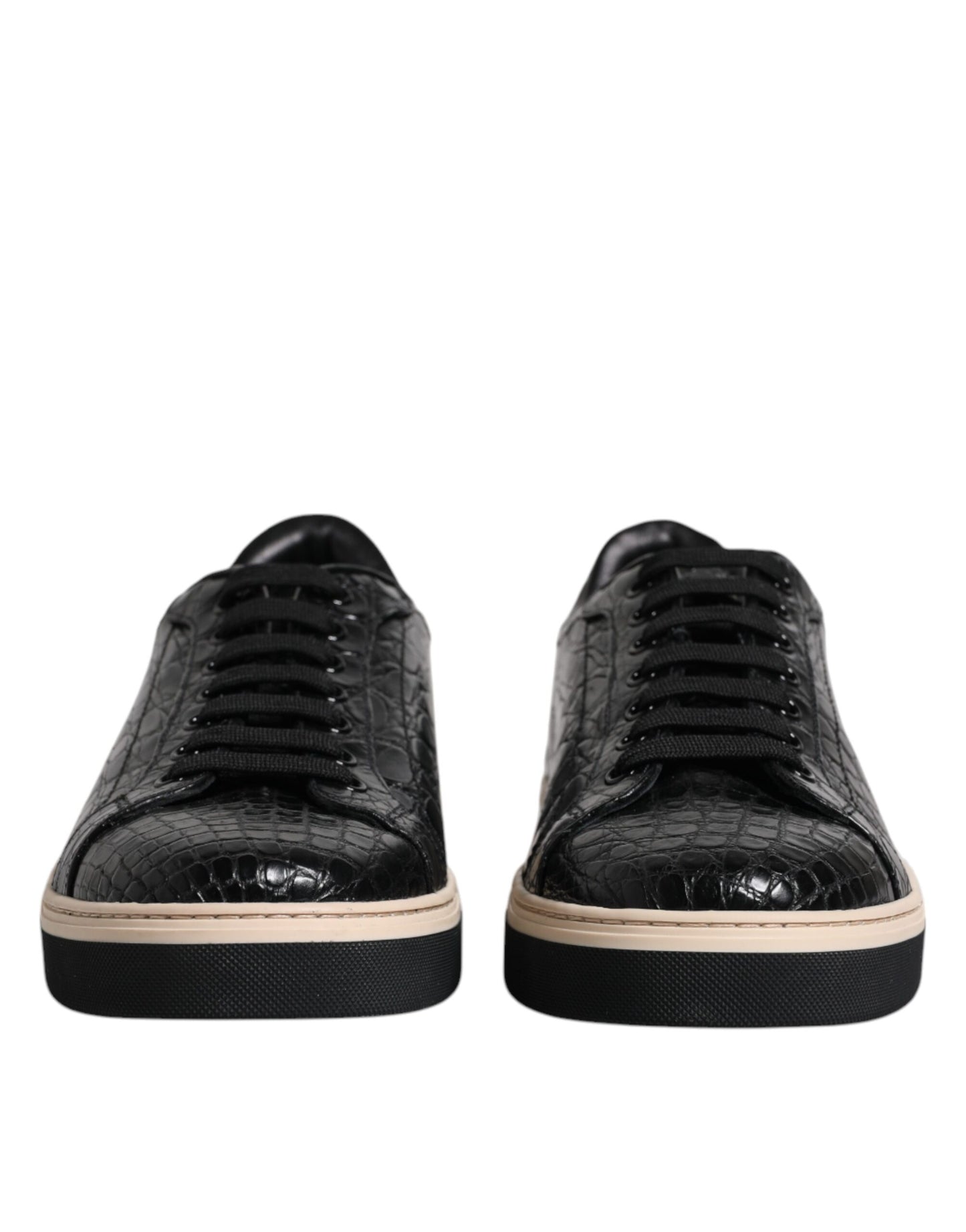 Dolce & Gabbana Black Leather Low Top Men Sneakers Shoes