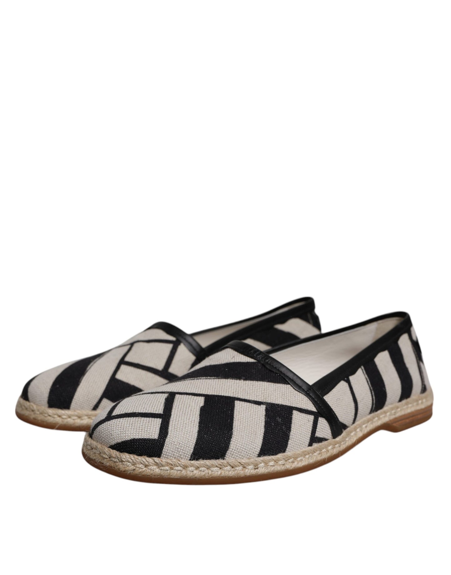 Dolce & Gabbana Black White Stripes Slip On Espadrille Shoes