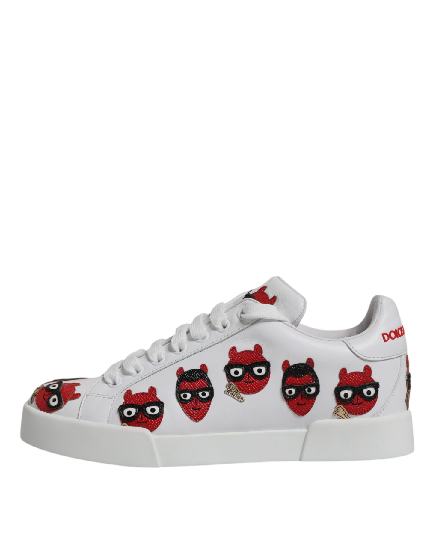 Dolce & Gabbana White Devil Face Portofino Sneakers Shoes