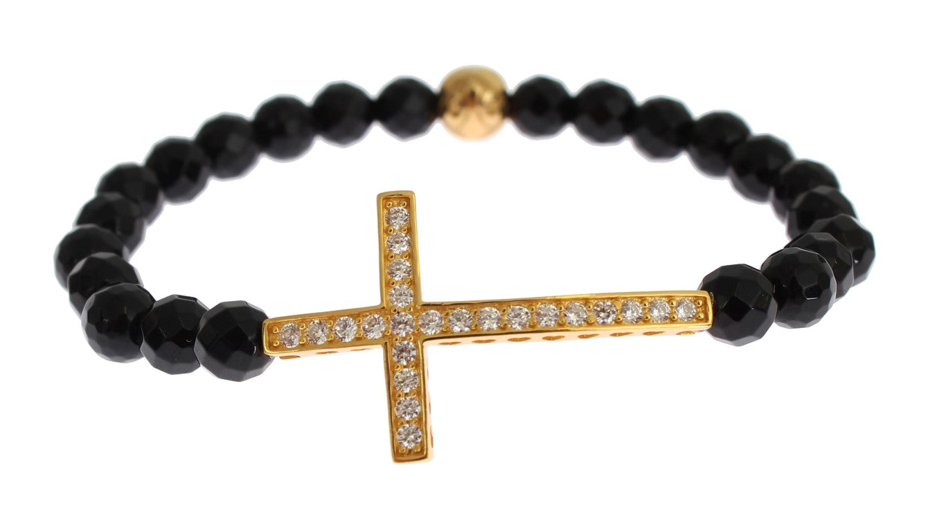 Nialaya Gold Plated Sterling Bracelet with CZ Diamond Cross