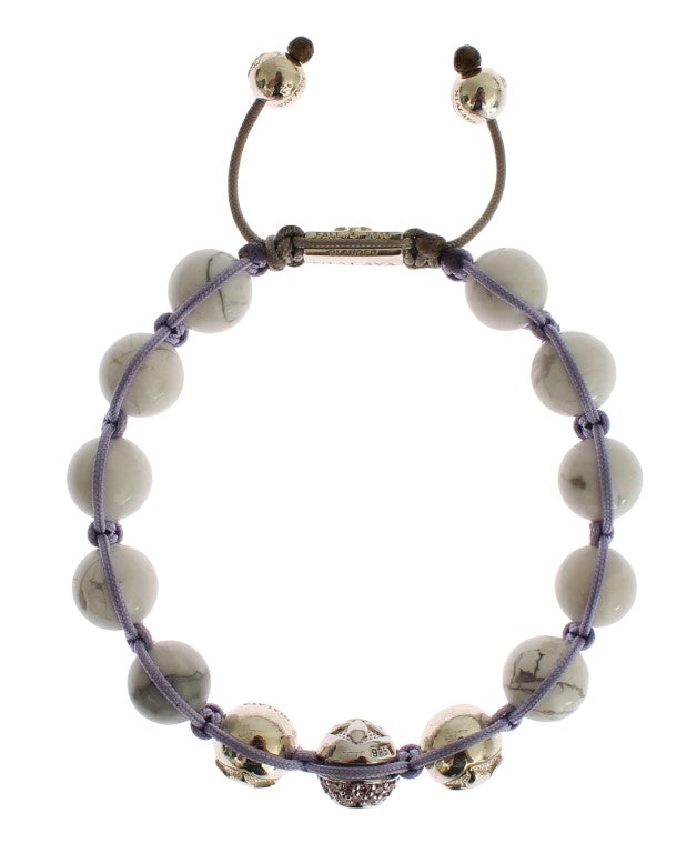 Nialaya Elegant Silver Purple CZ & Howlite Bracelet