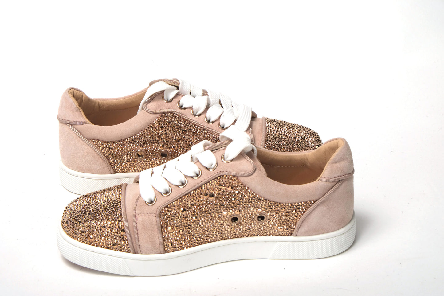 Christian Louboutin Antoinette Rose Gold Embellished Sneakers