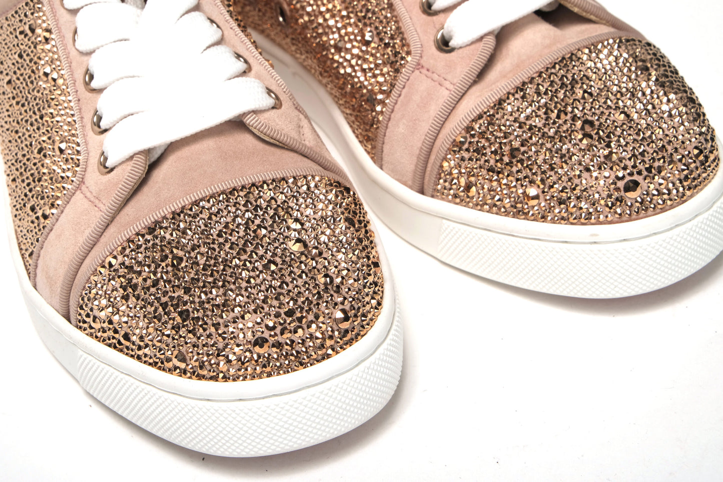 Christian Louboutin Antoinette Rose Gold Embellished Sneakers