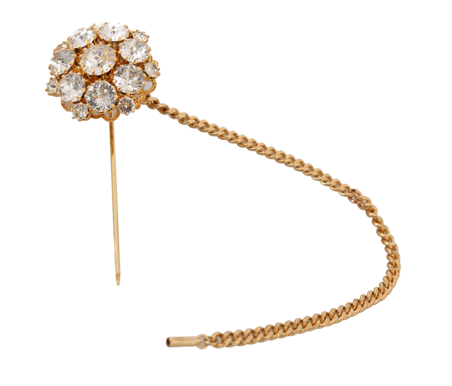 Dolce & Gabbana Exquisite Crystal-Embellished Gold Brooch