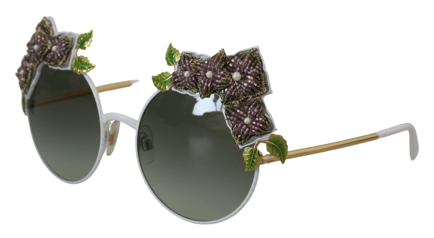 Dolce & Gabbana Elegant Floral Embellished Gold Sunglasses