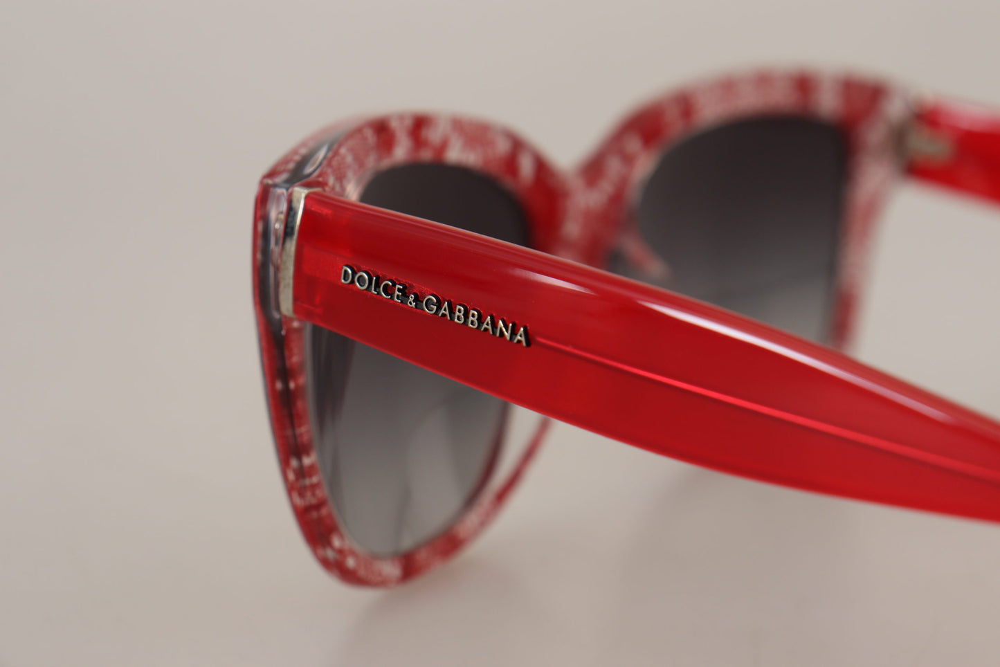 Dolce & Gabbana Chic Red Lace-Inspired Designer Sunglasses