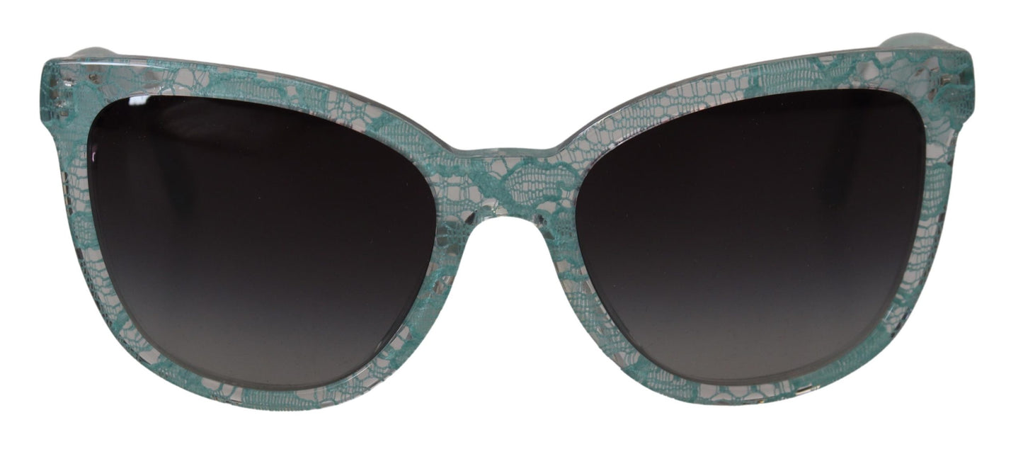 Dolce & Gabbana Elegant Blue Lace-Crystal Sunglasses