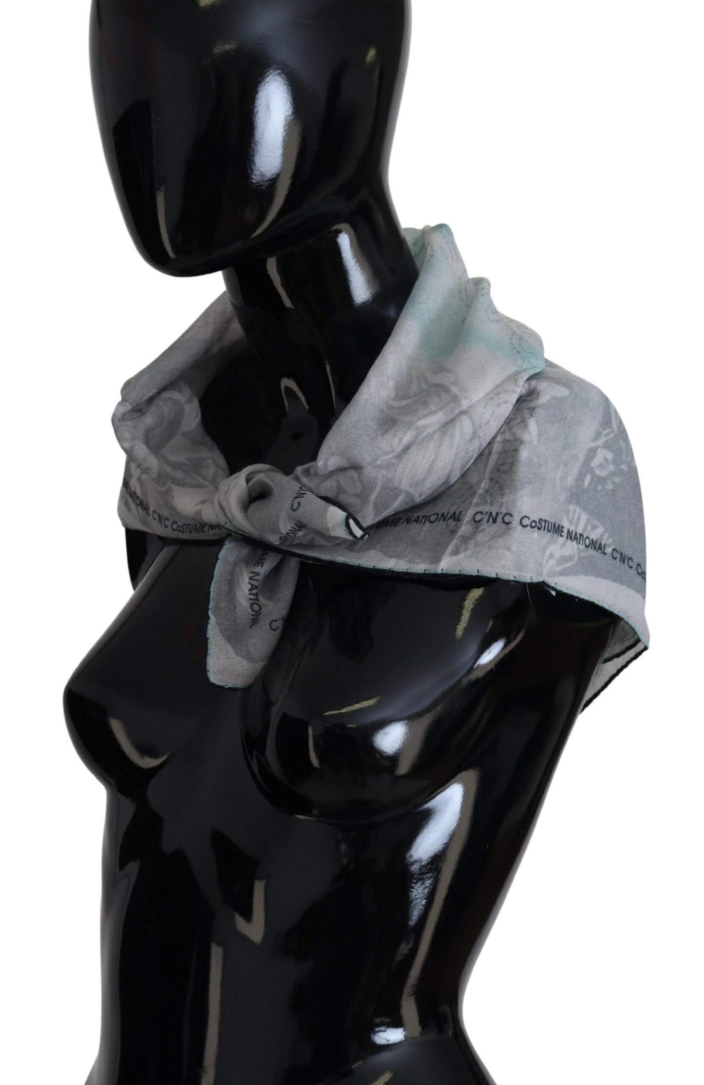 Costume National Elegant Grey Cotton Square Scarf