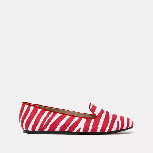 Charles Philip Zebra Print Silk Loafers with Tassels