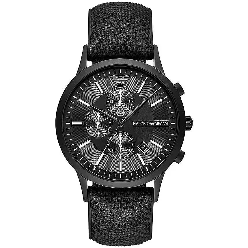 Emporio Armani Sleek Black Chronograph Timepiece